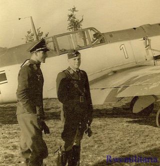 Best Luftwaffe Pilot Officers Chat By Me - 109 Fighter Plane On Airfield