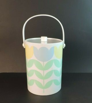 Vintage Shelton - Ware Tulips Clear Acrylic Ice Bucket Bar Cart Spring Summer