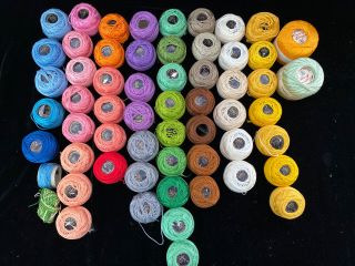 57 Vtg Balls Dmc Pearl Cotton No 5 Crochet Embroidery Thread Coats Clark’s