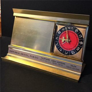 Vtg Imperial Hotel Tokyo Clock Desk Card Holder Rare Flw Frank Lloyd Wright