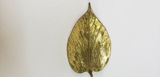 Mid Century 1948 Va Metalcrafters Mulberry Leaf Brass Dish Ashtray Cw 3 - 27