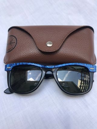 Ray Ban B & L Usa Vintage Sunglasses Wayfarer Electric Blue Size Small W/ Case