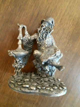 The Fountain Of Life Wizard W/crystal Pewter Figurine By Ag Shromb