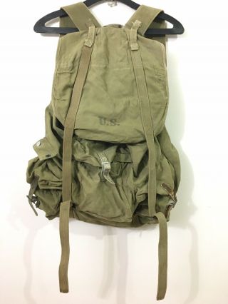 Vintage 1943 Ww2 Us Army Military Field Rucksack Canvas Bag Without Frame