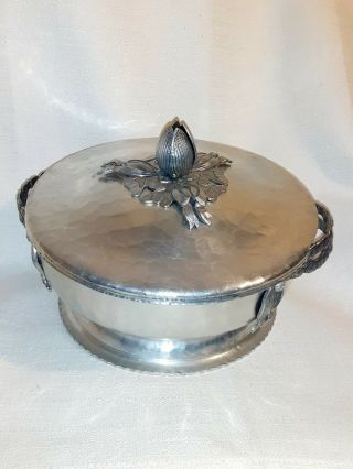 Rodney Kent Hammered Aluminum Hand Wrought 8 " Tulip Bow Covered Casserole Dish