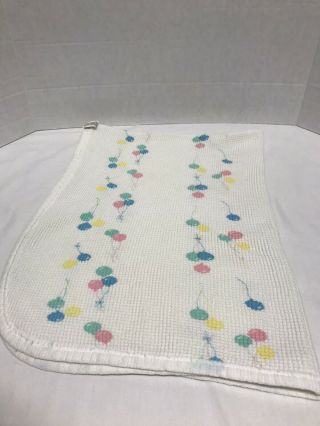 Vtg Baby Morgan Blanket Receiving Thermal White Balloons Made In Usa