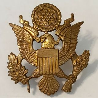 Wwii Vintage E Pluribus Unum Eagle Crest Emblem Cap Hat Pin - - Military Uniform