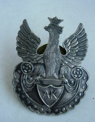 Polish Poland Home Army Ak Wwii Hat,  Cap Eagle Badge,  Ak Shield