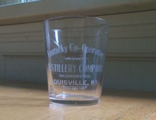 Ky Co - Operative Distillery Louisville Etched Pre Pro Adv Whiskey Shot Glass