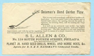 Antique Planet Jr Adv Insert Bateman’s Hand Garden Plow Sl Allen Philadelphia