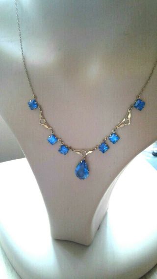 Art Deco Blue Paste Vintage Necklace