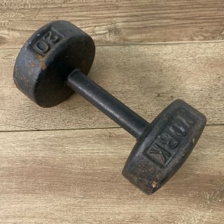 Vintage York Single 20 Lb Dumbbell Strong Man Home Gym Exercise Dumbell Weight