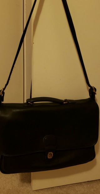 Coach Vintage Black Leather Messenger Laptop Bag