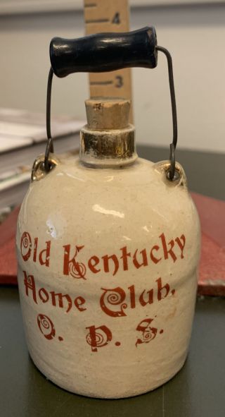 Old Kentucky Home Club Ops Mini Distillery Stoneware Jug Bottle W Bail Handle