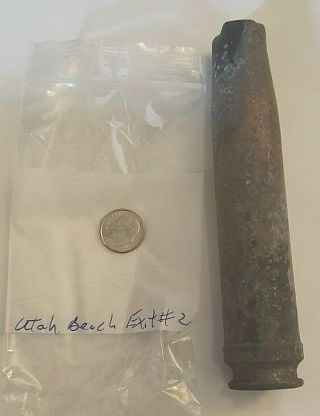 Ww2 Relic Large Shell Case Recovered From Utah Beach Exit 2 D - Day