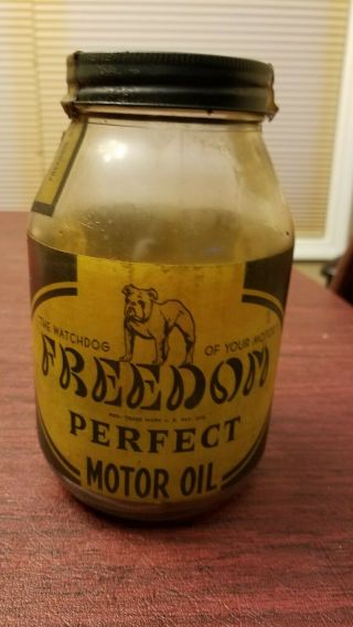 Vintage Freedom Perfect Glass Oil Jar (1930 