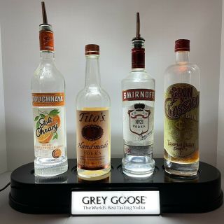 Vintage Grey Goose Vodka 4 Bottle Bar Light Liquor Man Cave Display Advertising