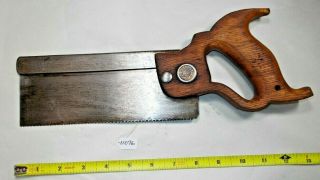 Back Saw,  Vtg Henry Disston & Sons 8 " Long Blade Dove Tail Saw,  12 Tpi,  Usa