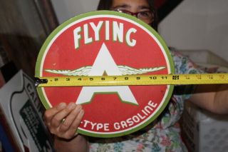 Flying A Aero - Type Gasoline Airplane Gas Oil Porcelain Metal Sign 3