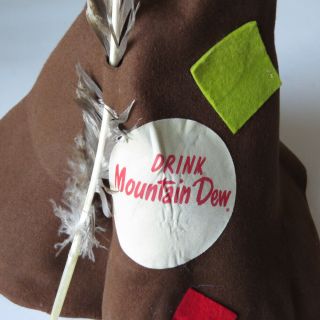 Vintage 60s Drink Mountain Dew Soda Hillbilly Felt Hat Brown Adult 2
