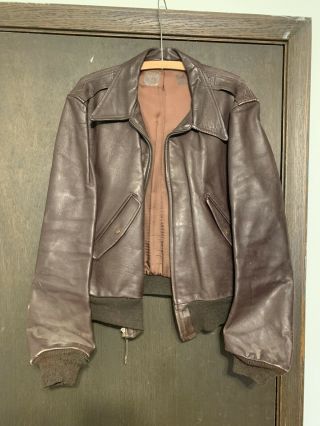 Wwii Ww2 Era Leather Jacket - Looks Like An A2,  No Label Talon Zipper About Sz 40