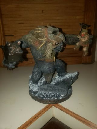 2010 Lord Of The Rings War In The North Snow Troll With Dwarf Statue Lotr Oxmox