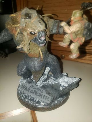 2010 Lord of the Rings War in the North Snow Troll with Dwarf Statue LOTR OXMOX 2