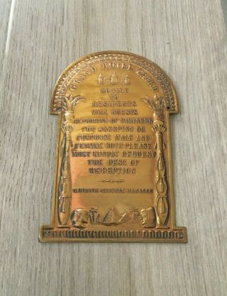 Brass Grand Hotel Cairo Notice To Residents M Hassan General Manager Sign Plaque