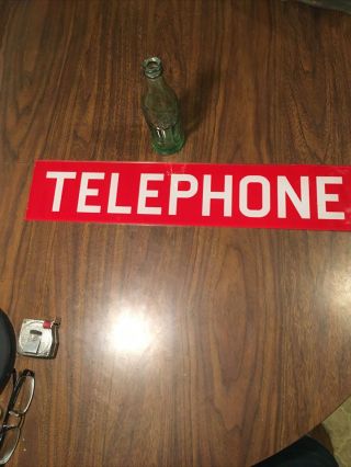 Vintage Glass Telephone Booth Sign Telephone In Red 22.  25”x4.  5”