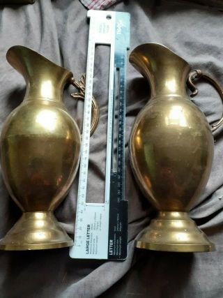 Pair Vintage Brass Jugs 25 Cm High Speedy Post