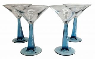 Bombay Sapphire Martini Glasses Set Of 4 Pristine Circa 2007
