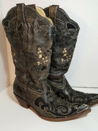 Corral Vintage Boots Size 10m Women Snake Goat Skin Cowboy Cowgirl Western Rodeo