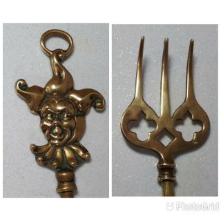 Vintage Brass Toasting Fork - Mediaeval Jester Figure