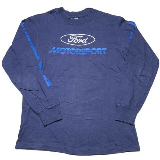 Vintage 80s 90s Hanes Mens M Ford Motorsport Long Sleeve T Shirt Usa Made Blue