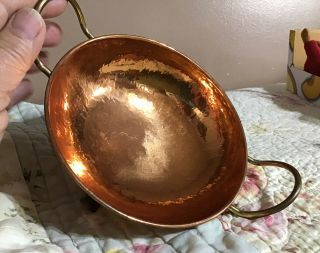 Vintage Arts & Crafts Hammered Copper Footed Pot Bowl W/ Handles Banraad Holland