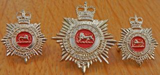 Pre - Udi Period Rhodesian Army Service Corps Cap & Collar Badges Set Qe2 Anodised
