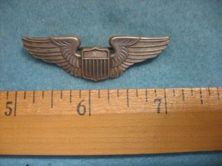 Wwii Us Army Air Forces / Aaf 2.  0 Inch Pilot Wings Pinback Sterling.