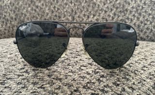 Vintage Bausch & Lomb L2823 Ray - Ban Aviator Sunglasses Black Frames Grey Lenses