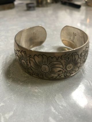 Vintage SIGNED S.  Kirk & Sons STERLING Silver Cuff Floral DAISY Bracelet 2