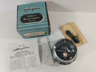 Vintage Nos Airguide Illuminated Marine Compass Model 76 Boat Navigation