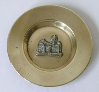 Vtg 40s - 60s Peerage Brass Gloucester Cathedral Souvenir Pin Dish Tray 4 " 10cm