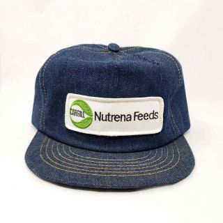 Vintage Cargill Nutrena Feeds Patch Denim Trucker Ag Snapback Hat Swingster Usa