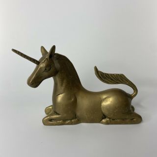 Vintage Brass Unicorn Figurine Paperweight Figure Collectible Horse Cute