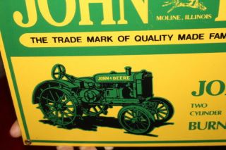 John Deere Two Cylinder Farm Tractors Gas Oil Porcelain Metal Sign 2