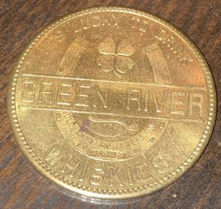 Antique Bronze Green River Whiskey Good Luck Coin Token Prohibition 1920 