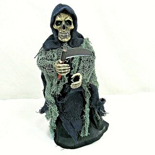Grim Reaper Skull Skeleton Scythe Death Animated Figurine Halloween Video