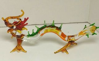 Vintage Venetian Murano Art Blown Glass Chinese Dragon Figurine Figure