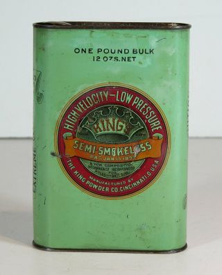 Ca1900 Kings Gunpowder Black Powder Tin Lithograph Advertising Tin Flask Size