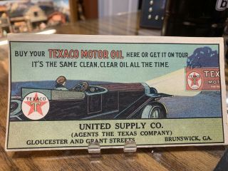 Vintage 1920s Texaco Motor Oil Ink Blotter - United Supply Co.  Brunswick,  Ga.