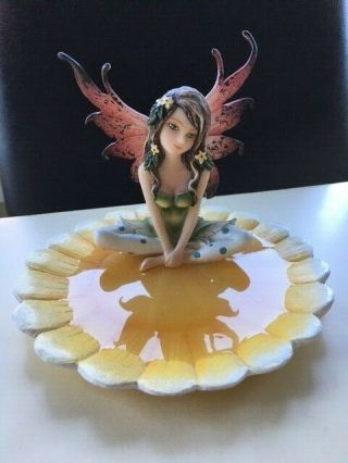 Ebros Sunflower Fairy Jewelry Dish/soap Dish Figurine/statue 4.  5 " H